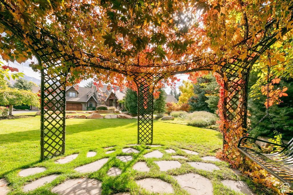 View of home\\\\\\\'s community with a lawn