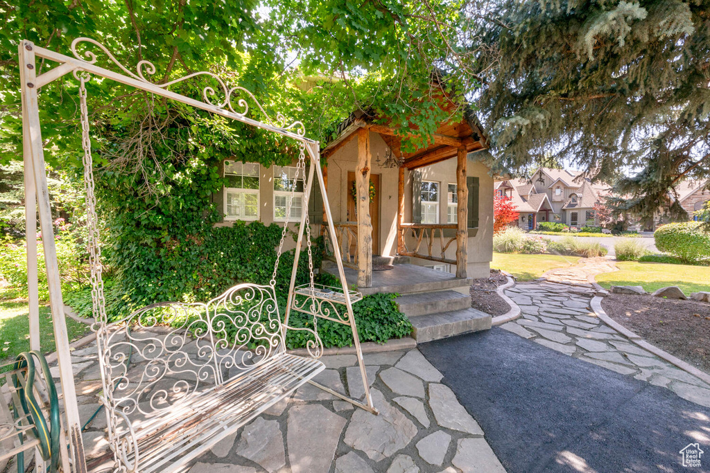 Exterior space featuring a porch