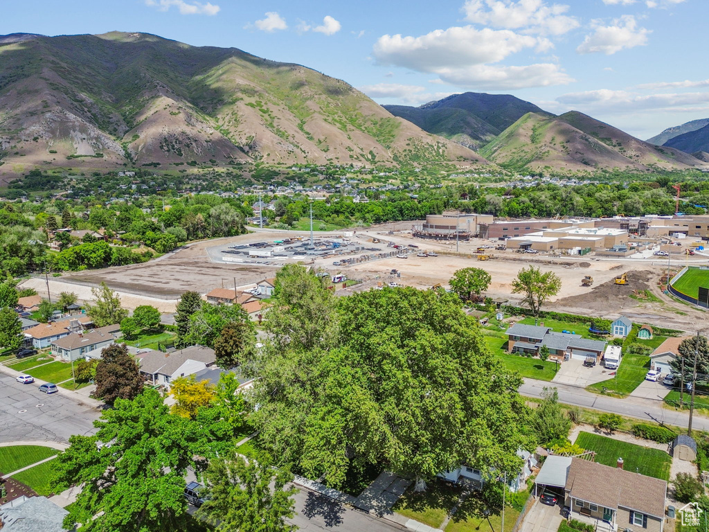 View of mountain background featuring nearby suburban area