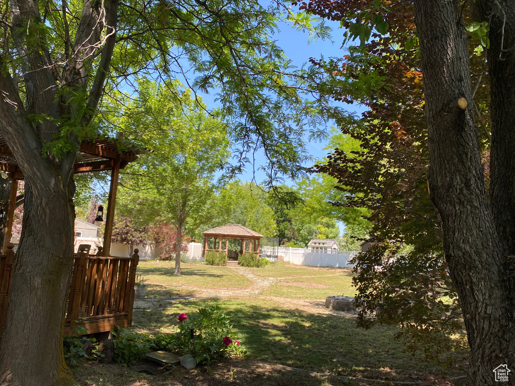 View of yard with a gazebo