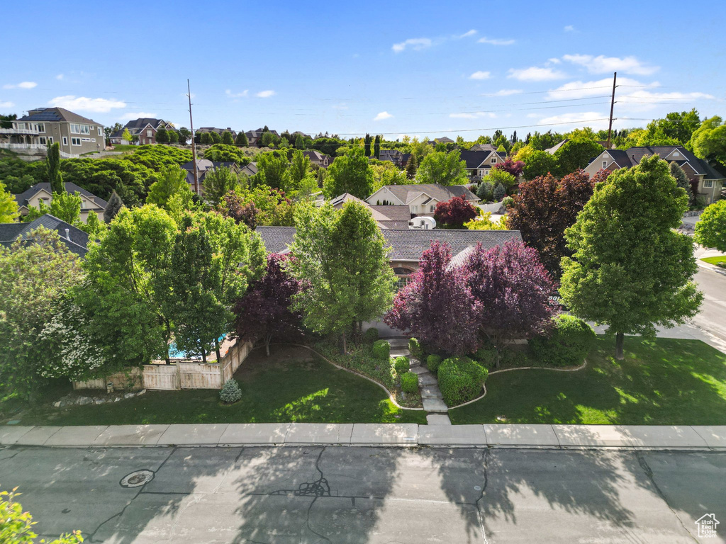 Aerial perspective of suburban area