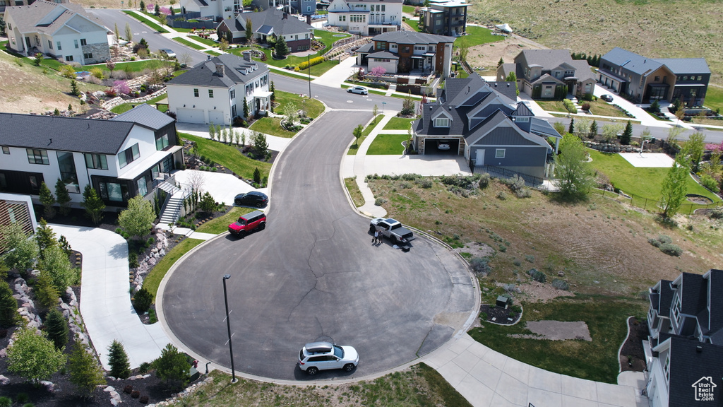 Aerial perspective of suburban area