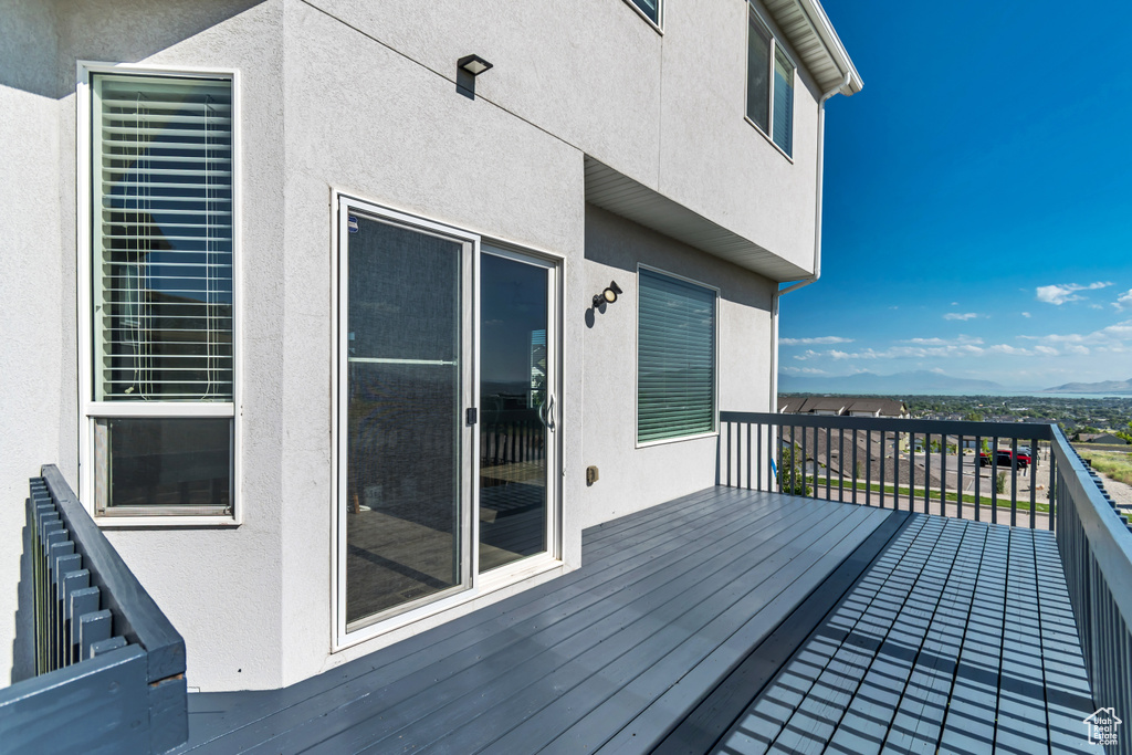 Wooden deck with a mountain view