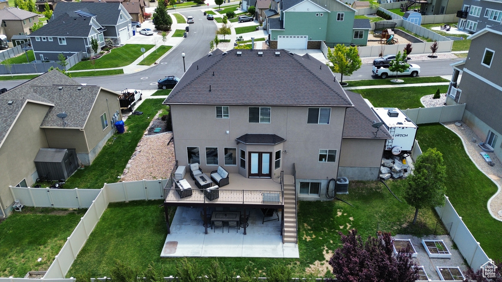 Aerial perspective of suburban area