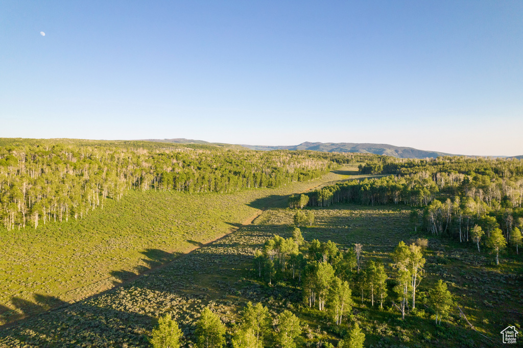 Aerial overview of property\\\\\\\'s location with a mountainous background