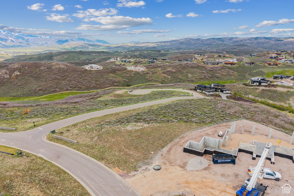 Drone / aerial view of a mountain backdrop