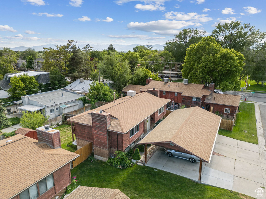 Aerial perspective of suburban area