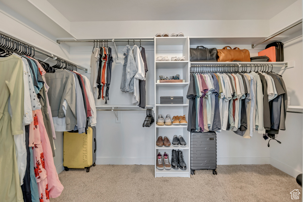 Walk in closet featuring carpet flooring