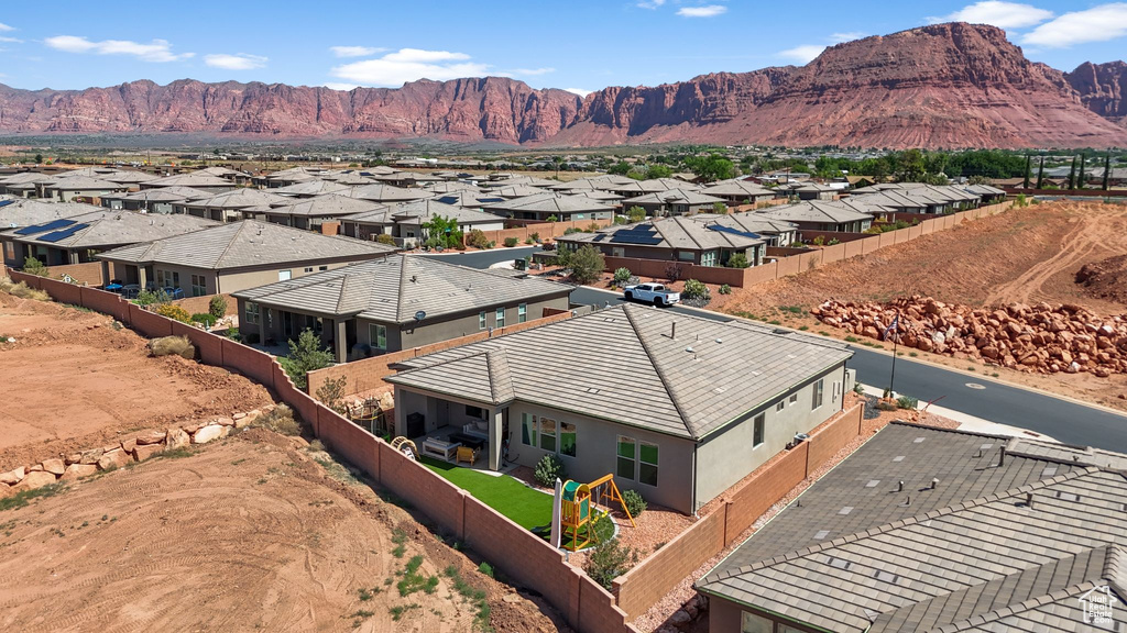 Mountain view with nearby suburban area
