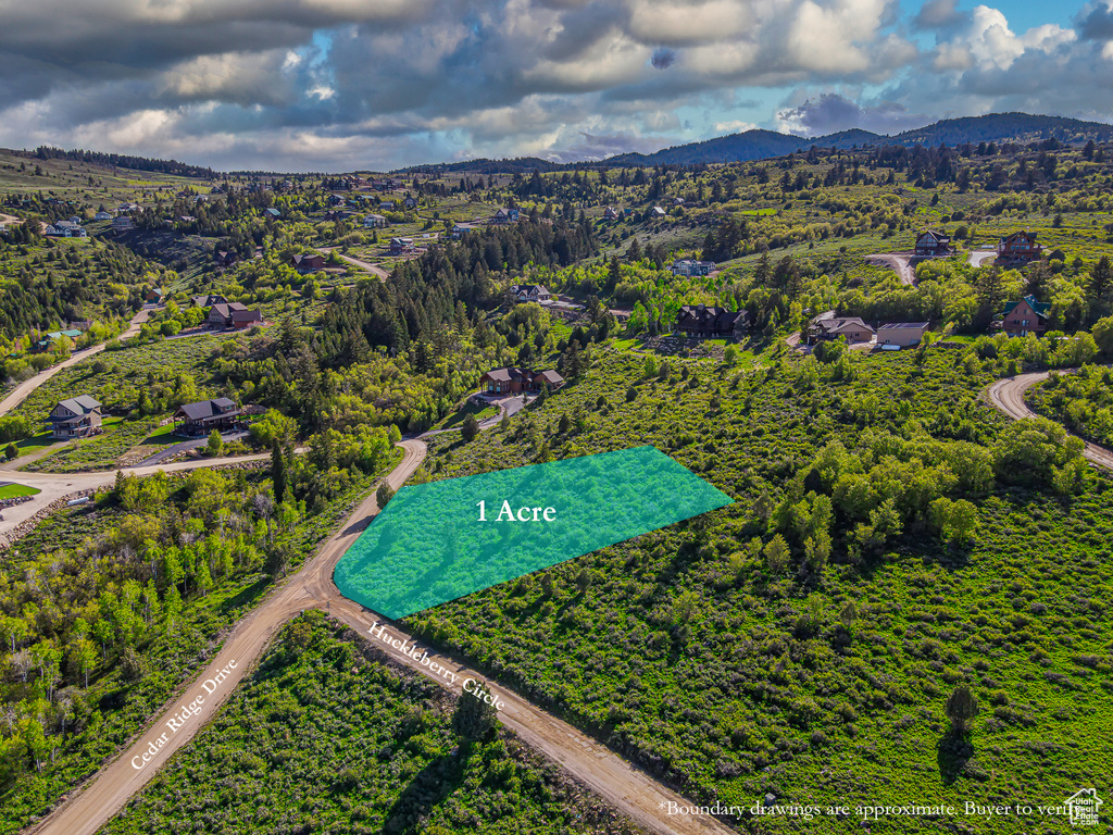 Aerial view of a mountain backdrop