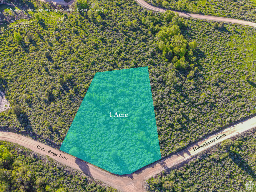 Aerial view of property's location with property boundaries highlighted