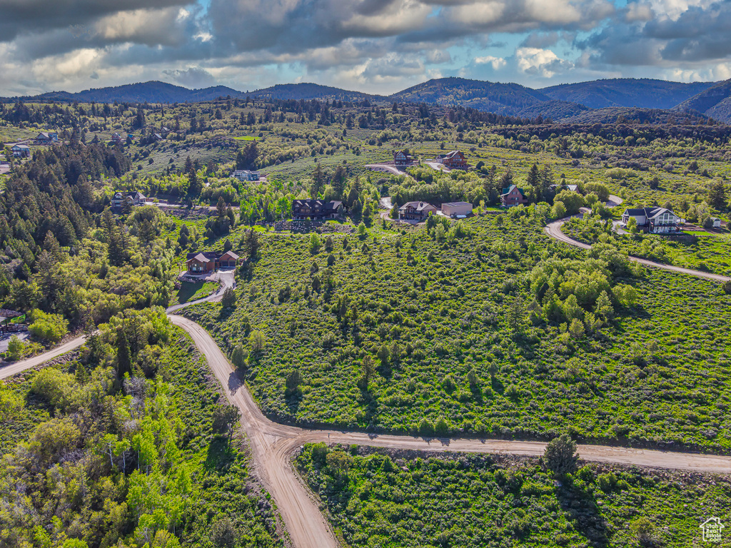 Aerial view of a mountainous background
