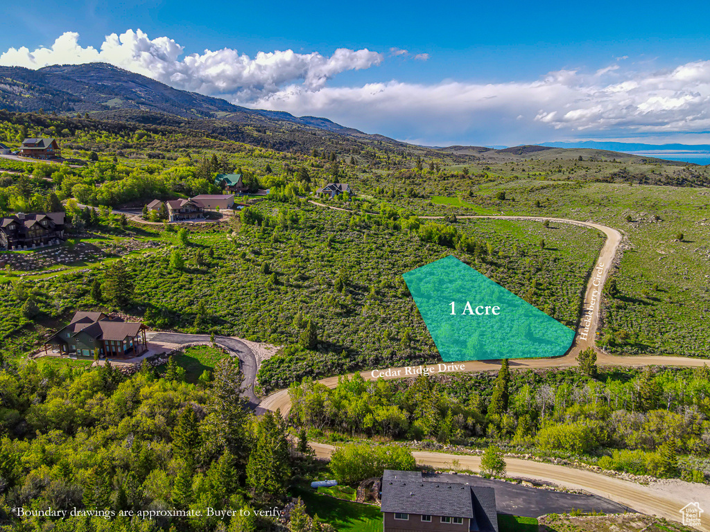 Aerial view of a mountainous background