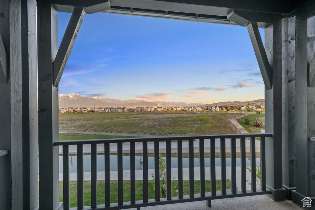 Balcony with a mountain view