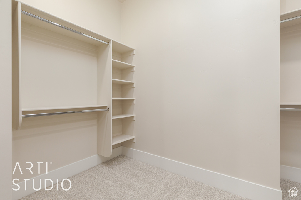 Spacious closet with carpet