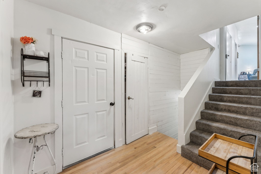 Stairs with wood finished floors