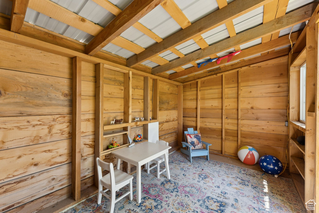 Misc room with wood walls