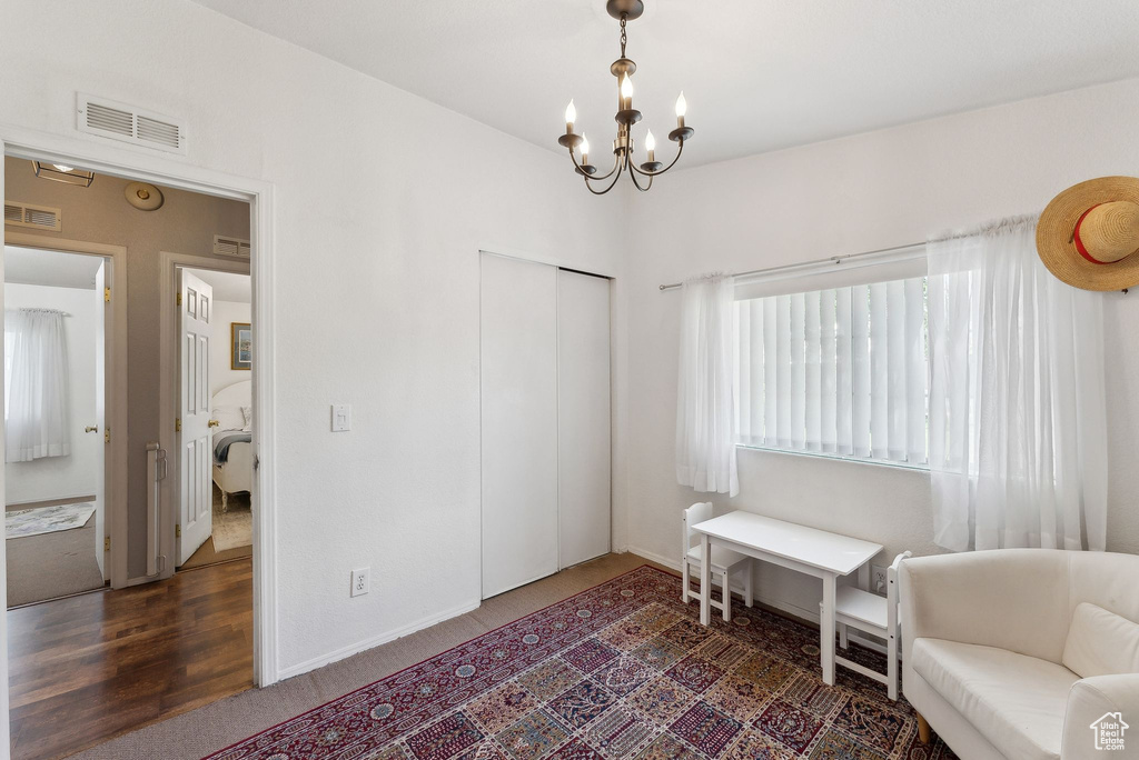 Sitting room featuring a chandelier