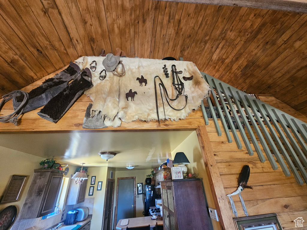 Detailed view of wood ceiling