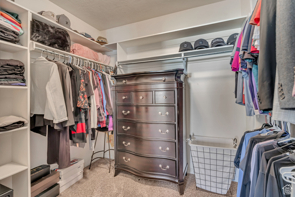 Walk in closet featuring carpet floors