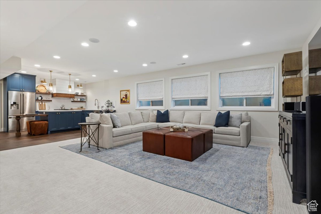 Living room featuring recessed lighting