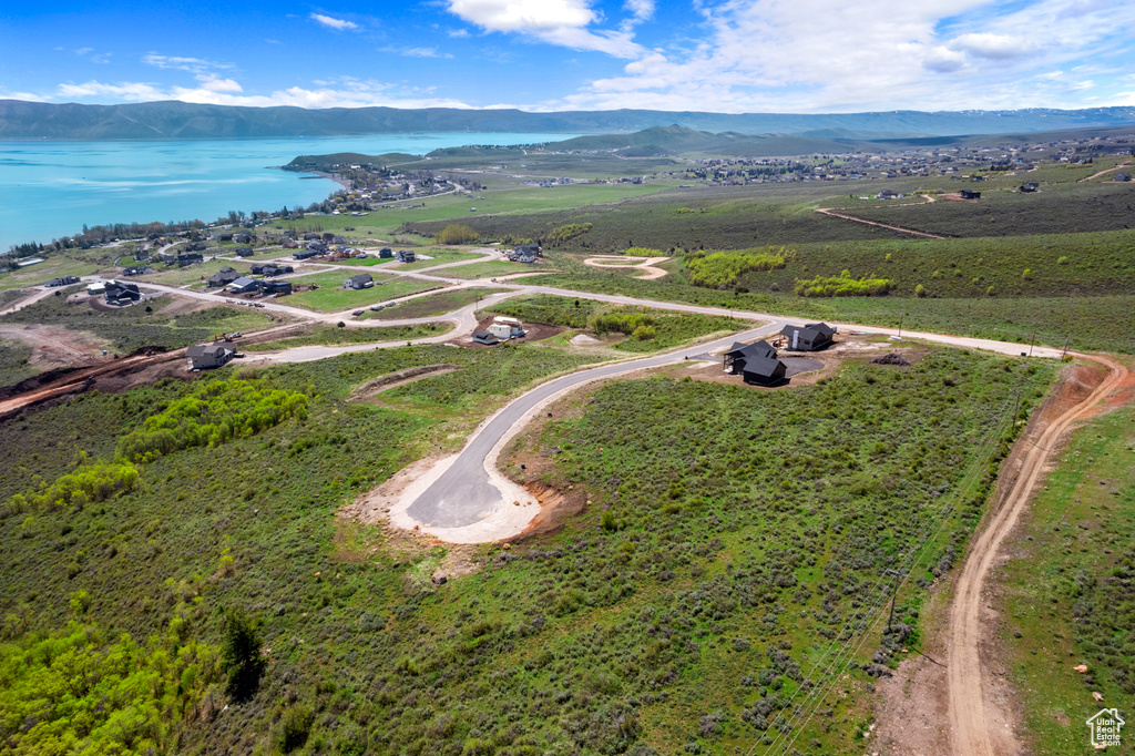 Drone / aerial view of a water and mountain view