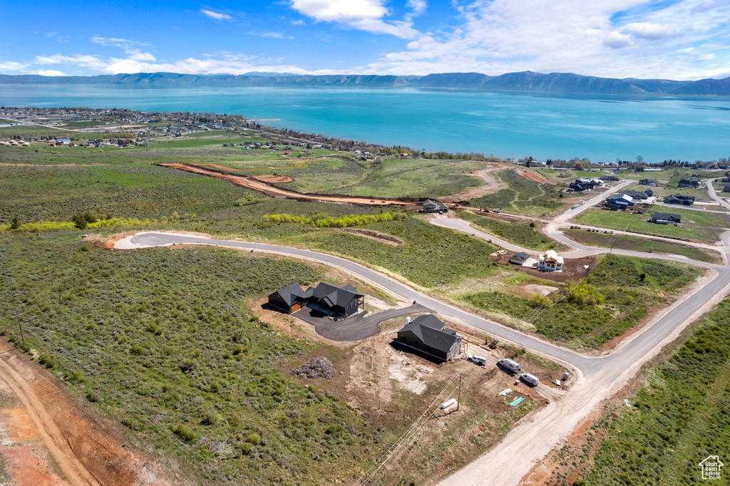 Drone / aerial view of a water and mountain view