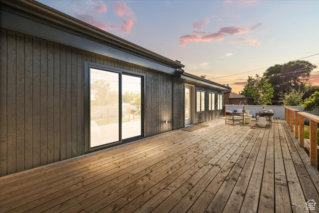 View of deck at dusk