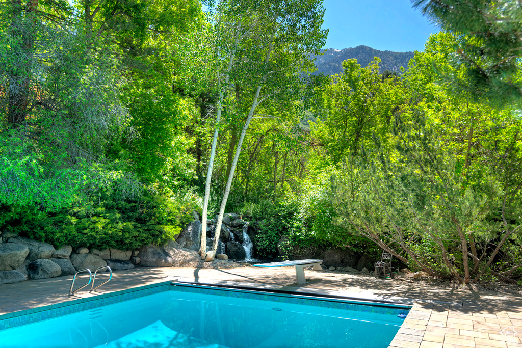 Swimming pool with a mountain view