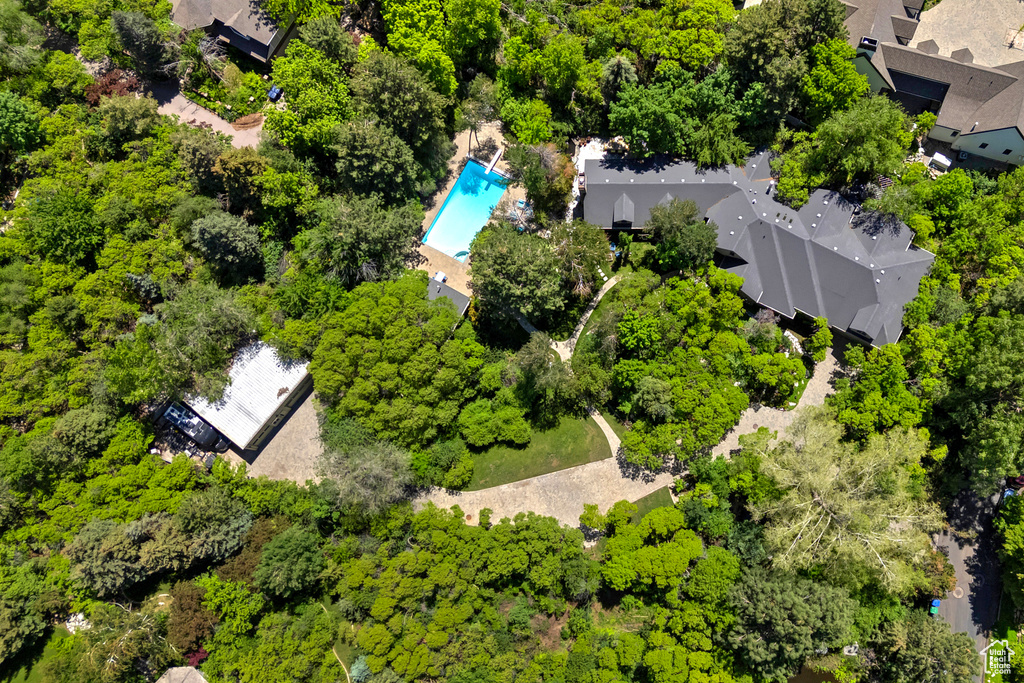 Aerial view of a pool