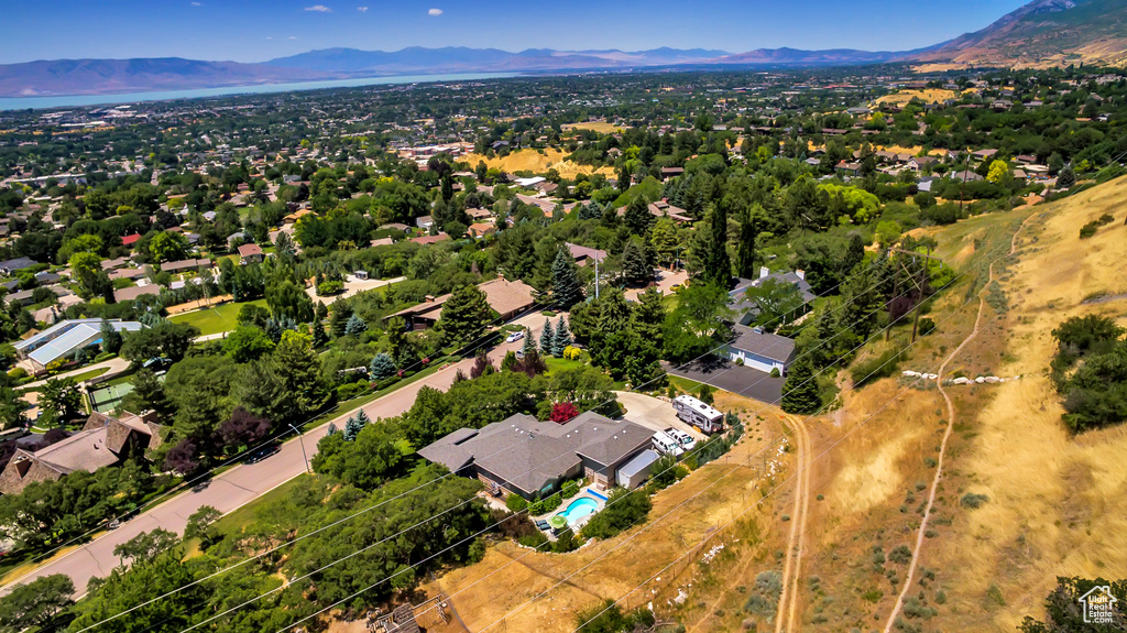 Aerial view of a mountainous background