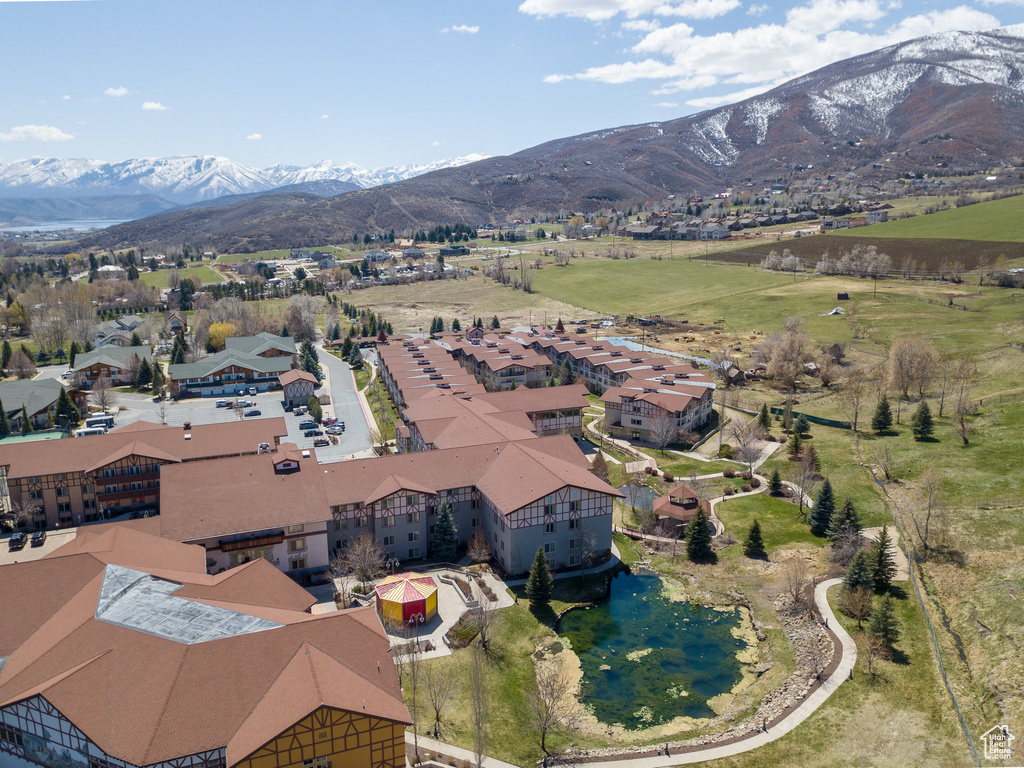 Drone / aerial view of a mountain backdrop