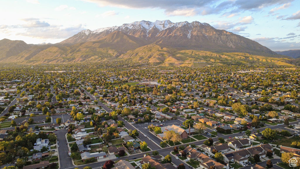 View of mountain background with nearby suburban area