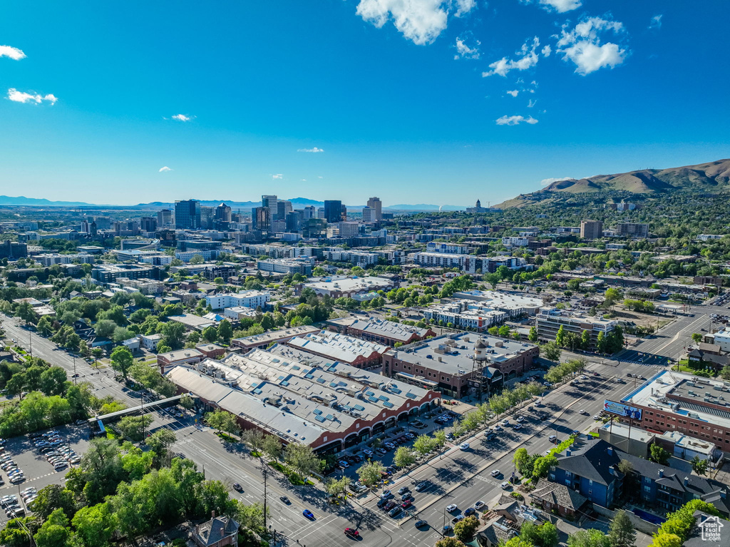 View of urban area with mountains