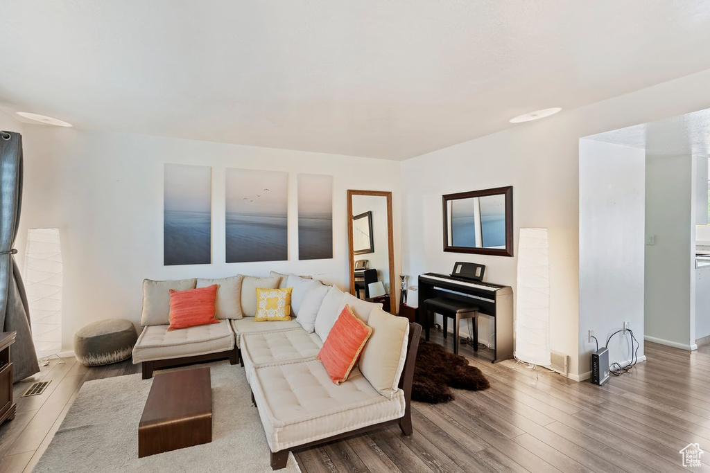 Living room with wood finished floors