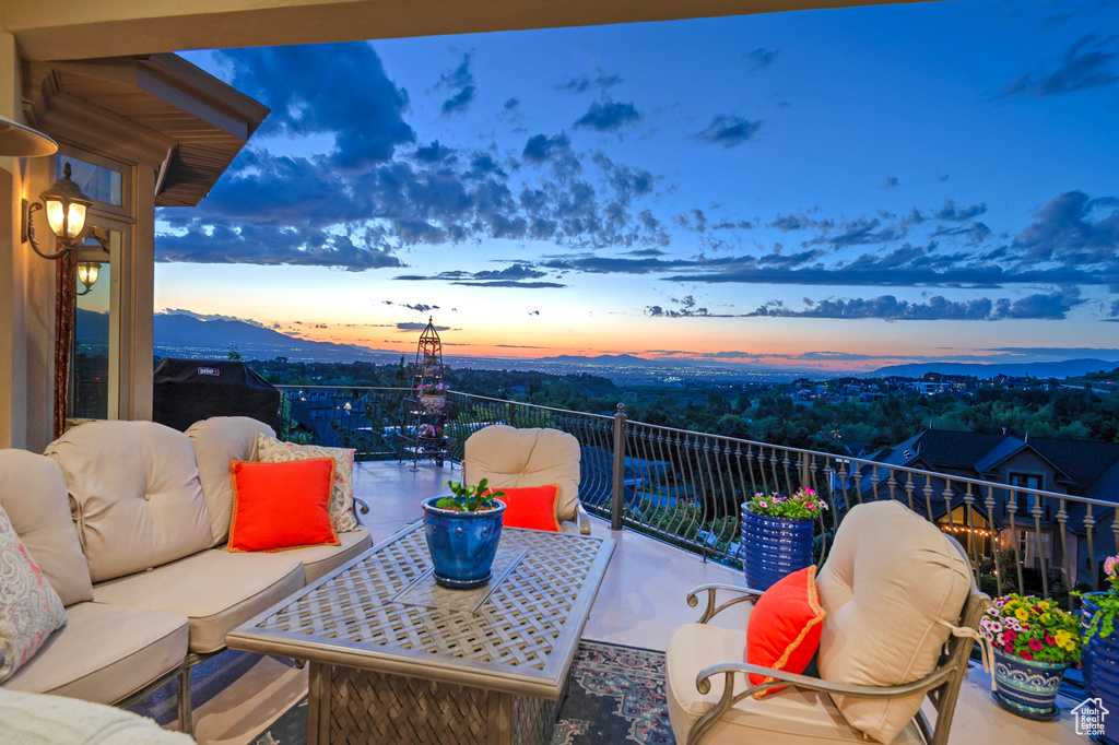 View of patio / terrace featuring a balcony and outdoor lounge area