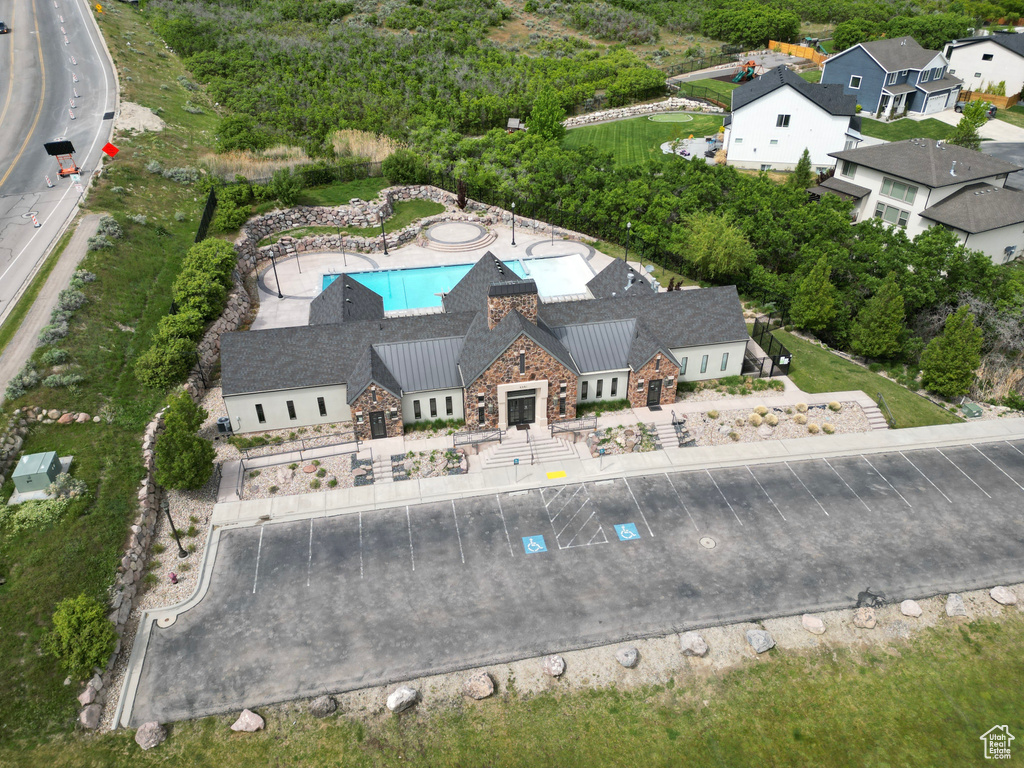 Bird\\\'s eye view of a pool