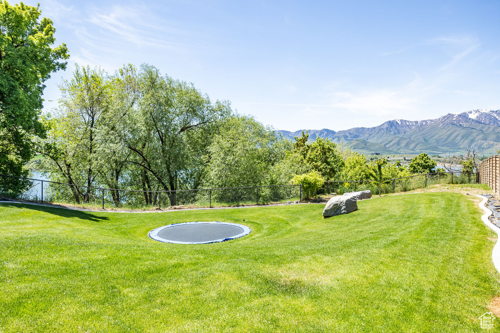 View of yard with a mountain view