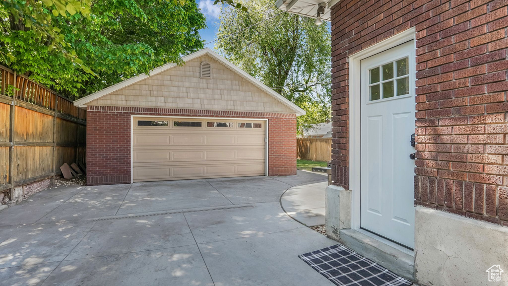 View of detached garage
