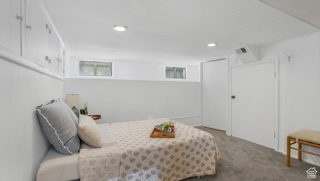 Bedroom featuring carpet and recessed lighting