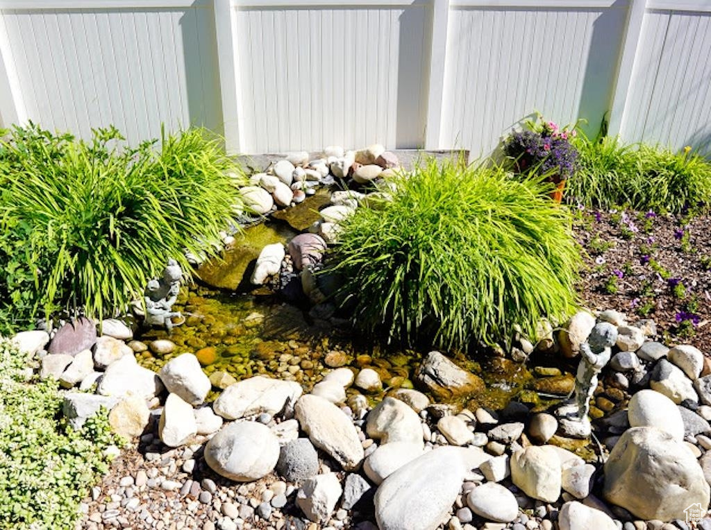 Exterior view of a garden pond