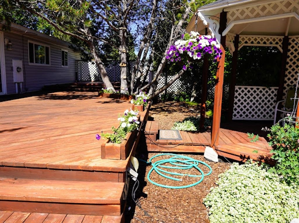 View of wooden deck
