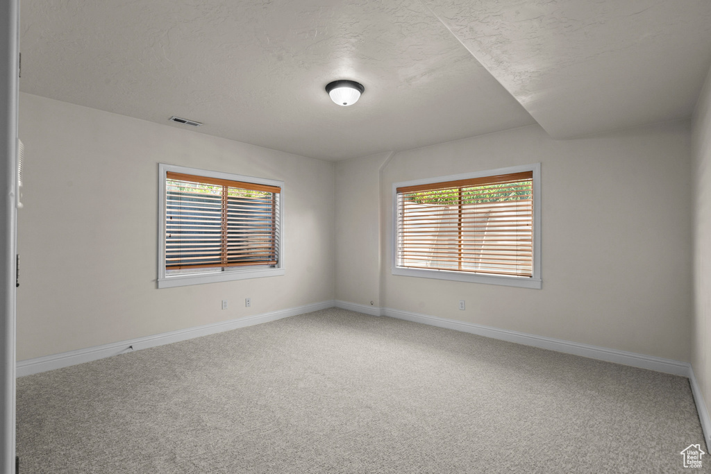 Unfurnished room featuring carpet floors, healthy amount of natural light, and baseboards