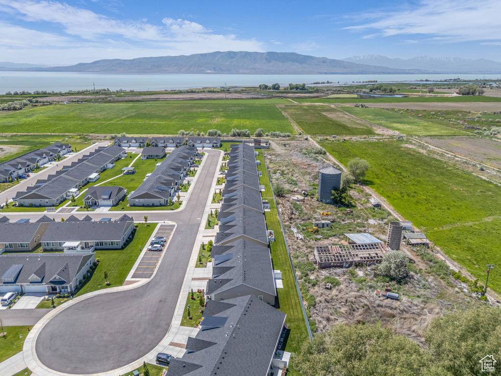 Drone / aerial view of a water and mountain view