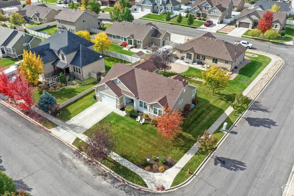 Aerial perspective of suburban area