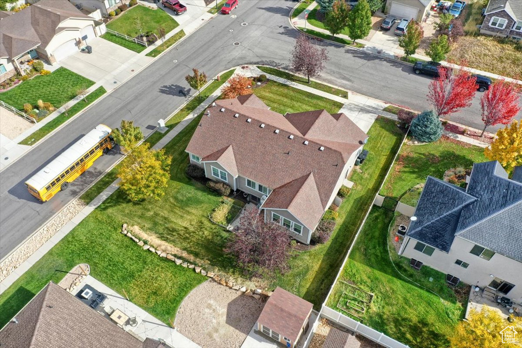 Aerial perspective of suburban area