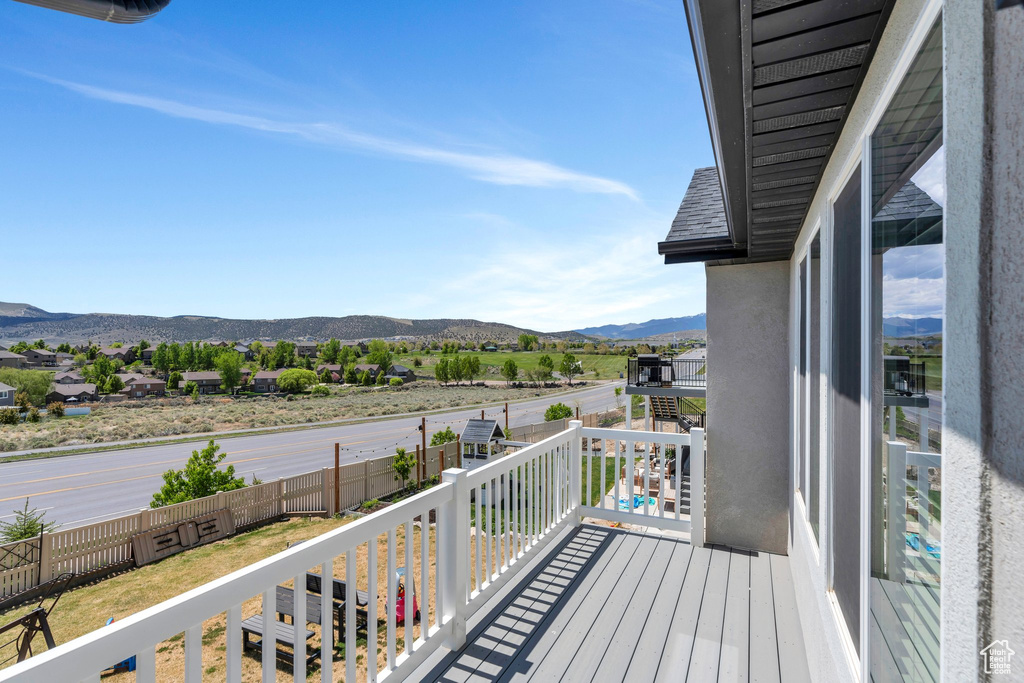 Balcony with a mountain view