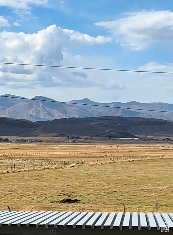 View of mountain background featuring rural landscape