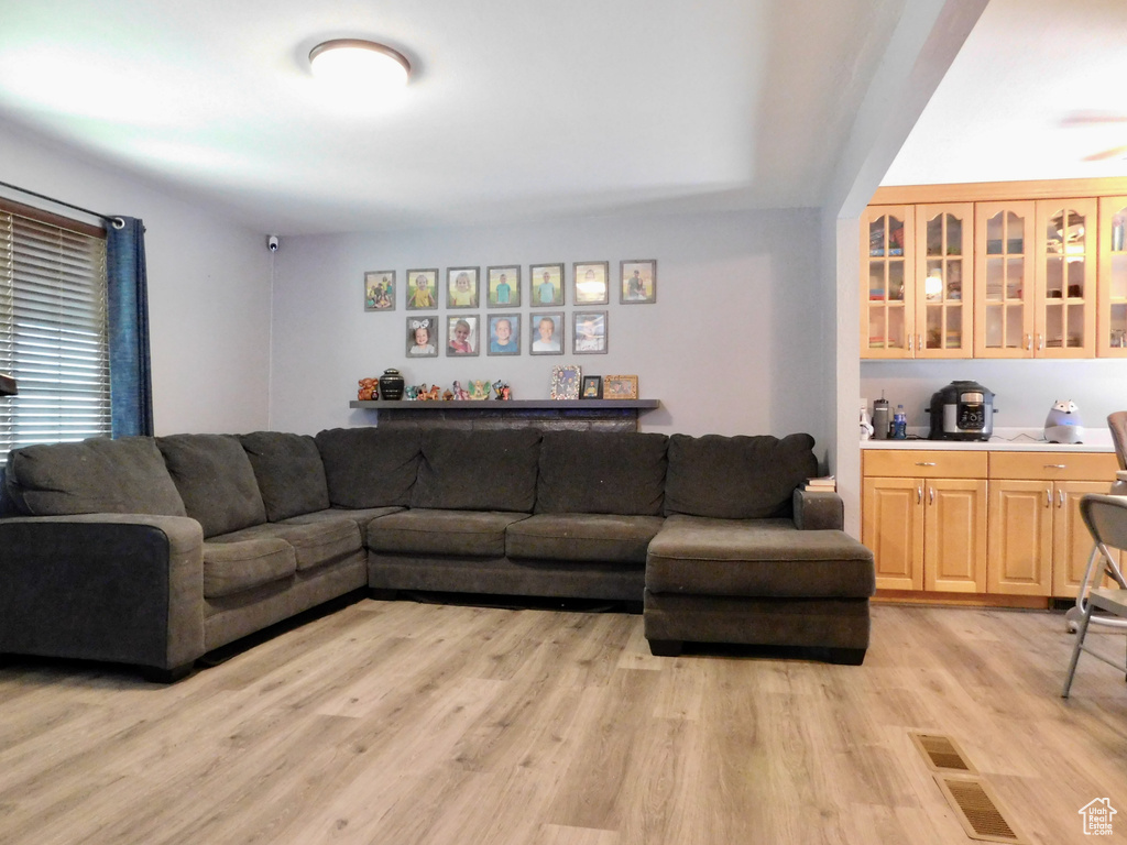 Living room with light wood finished floors