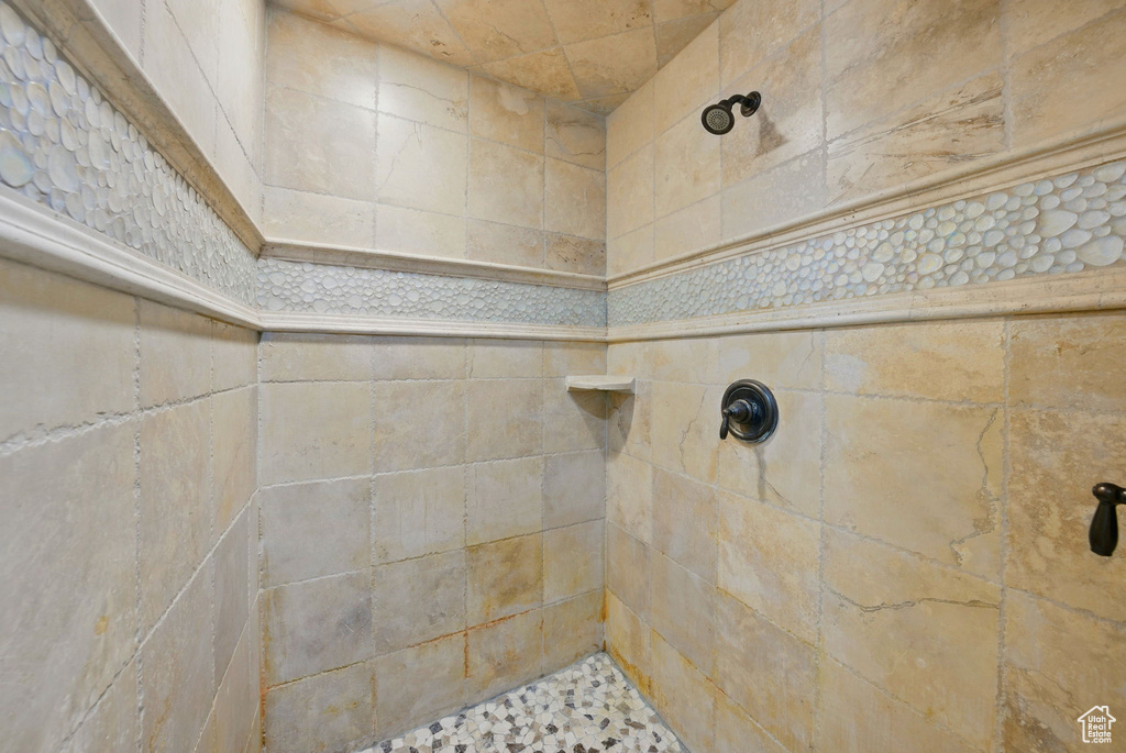 Bathroom featuring tiled shower